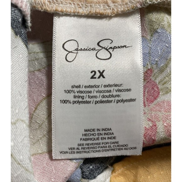 Jessica Simpson 2X Emilla Floral Tie Back Blouse Black Pink Flutter Sleeve - Picture 3 of 8